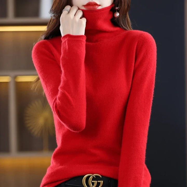 Damen Wollstrick-Pullover für kalte Tage in Rot