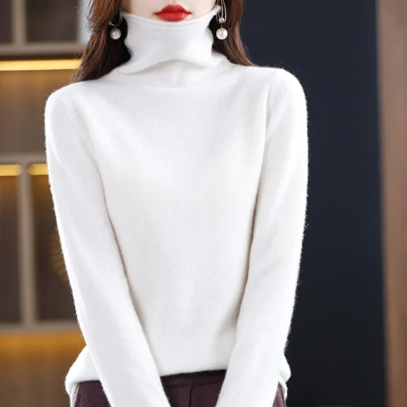 Damen Wollstrick-Pullover für kalte Tage in Weiß