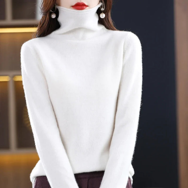 Damen Wollstrick-Pullover für kalte Tage in Weiß