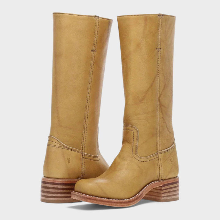 Damen zeitlose Cowboy-Stiefel im Western-Stil in Gelb