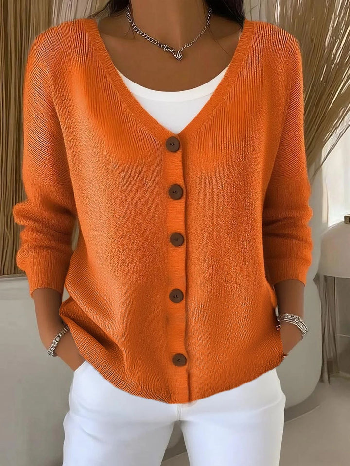 Damen zeitloser Strickpullover in Orange