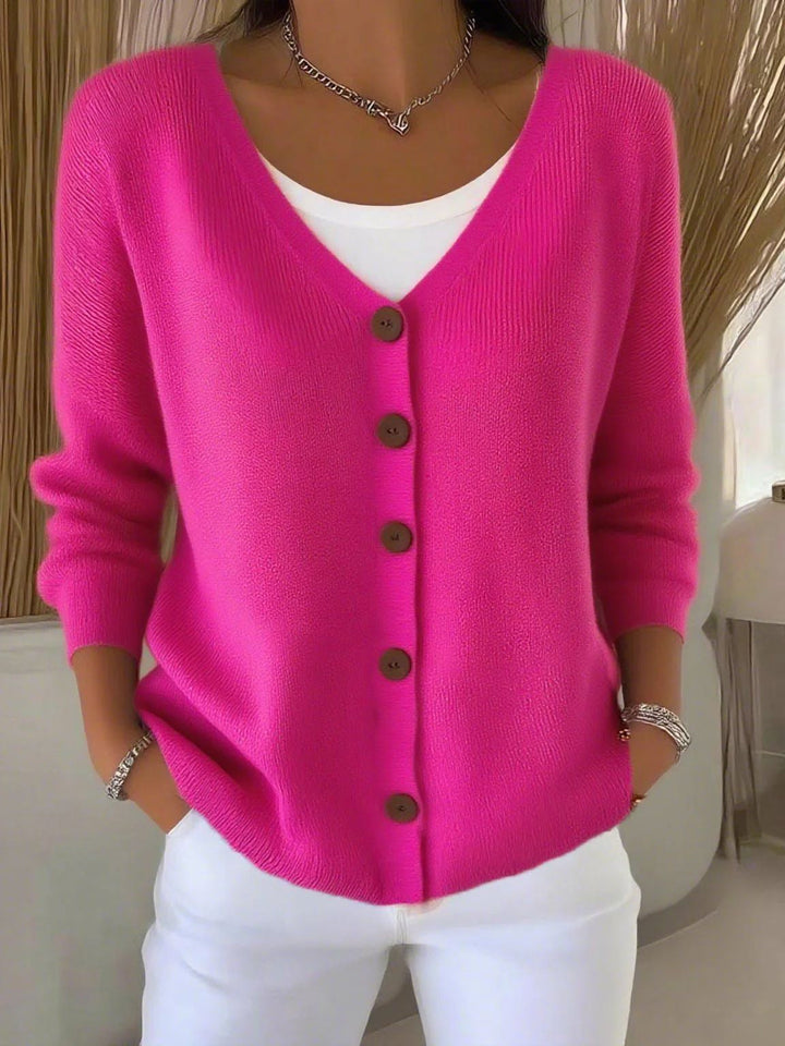 Damen zeitloser Strickpullover in Rosa Rot