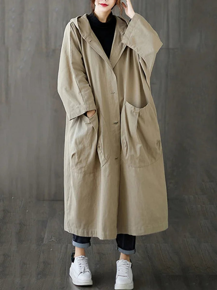 Damen Zeitloser Trenchcoat mit Kapuze (2)