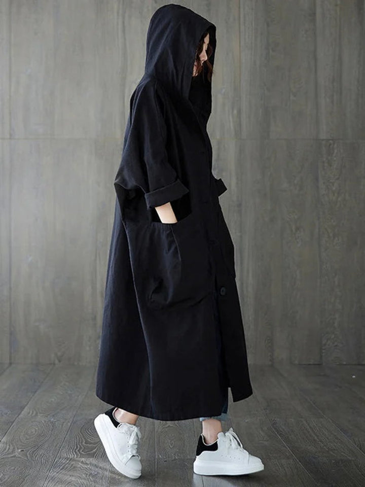 Damen Zeitloser Trenchcoat mit Kapuze (4)