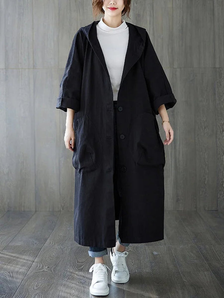 Damen Zeitloser Trenchcoat mit Kapuze (5)