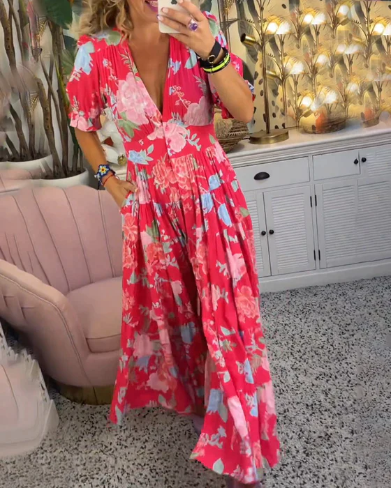 Damen Zeitloses Blumen Sommerkleid (2)