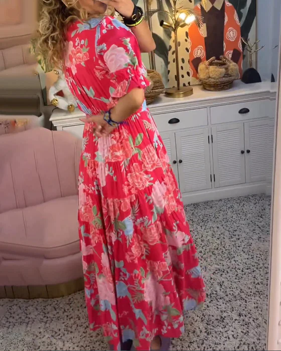 Damen Zeitloses Blumen Sommerkleid (3)