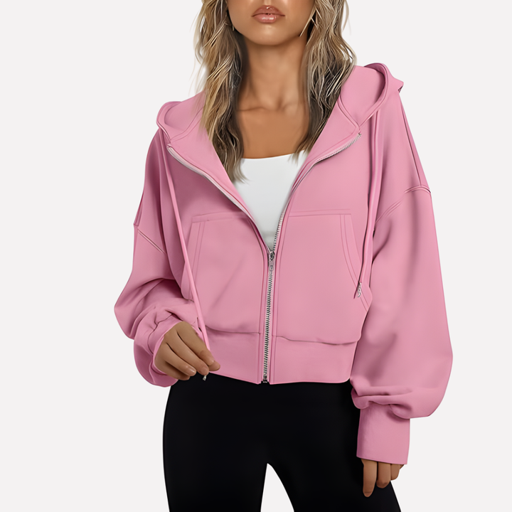 Damen Zip-Hoodie Cropped mit lockerer Passform (13)
