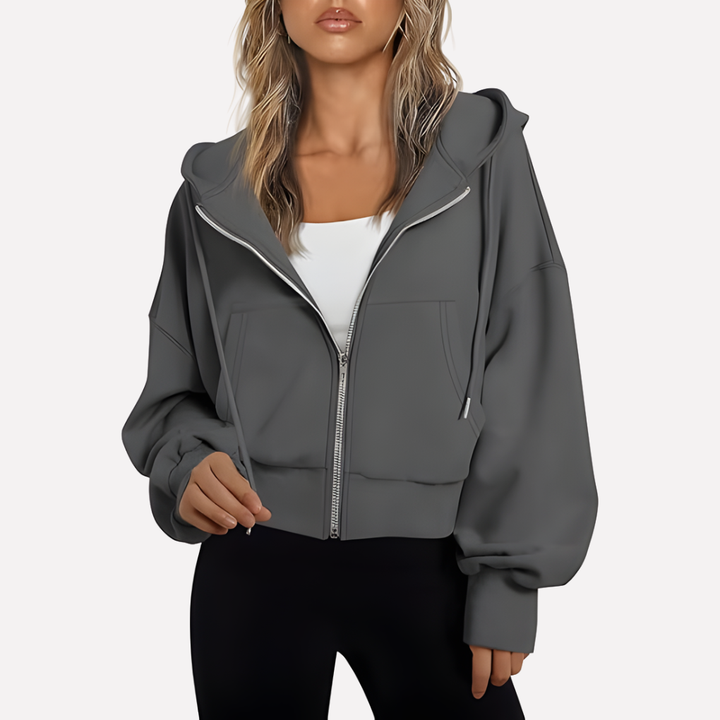 Damen Zip-Hoodie Cropped mit lockerer Passform (15)