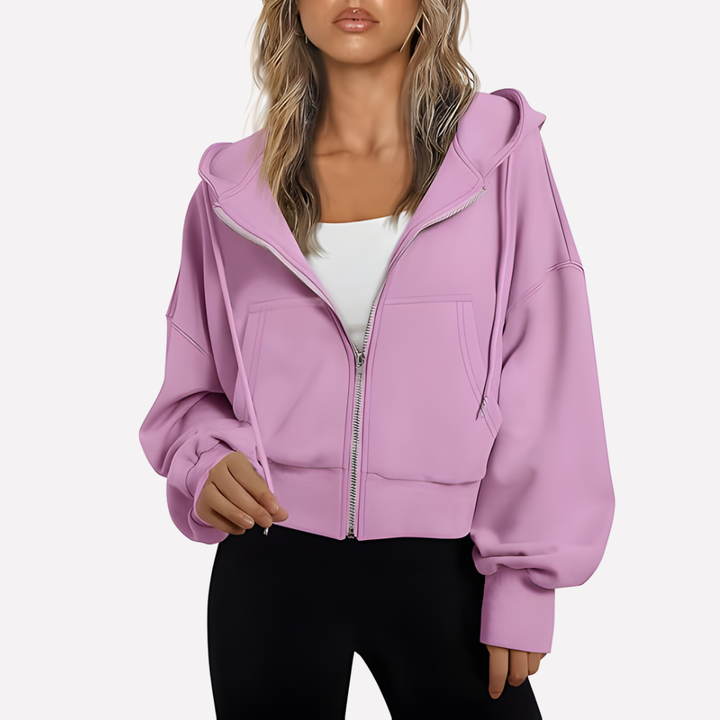 Damen Zip-Hoodie Cropped mit lockerer Passform (16)