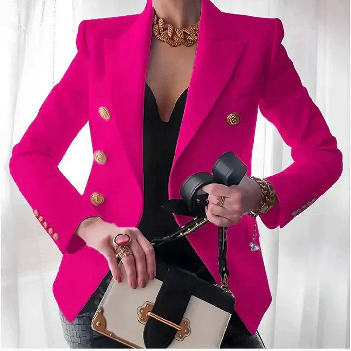 Damen Zweireihiger Blazer für Büro und Freizeit in Rosa