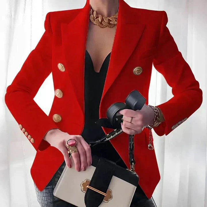 Damen Zweireihiger Blazer für Büro und Freizeit in Rot