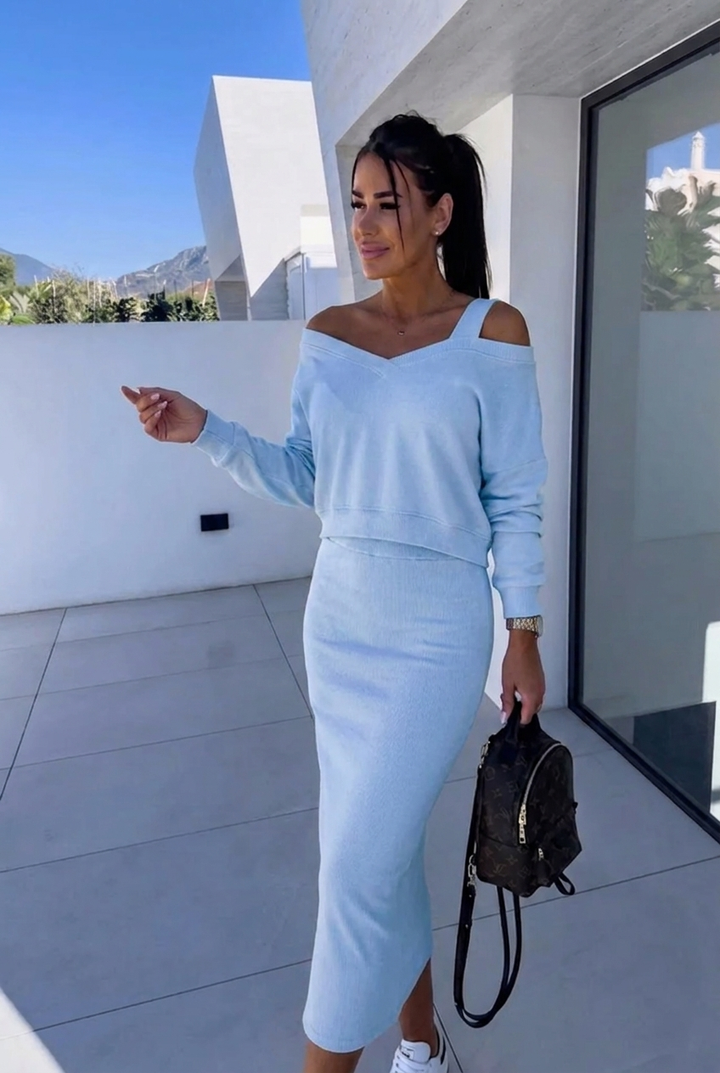 Damen Zweiteiler-Set für flexibles Styling in Blau