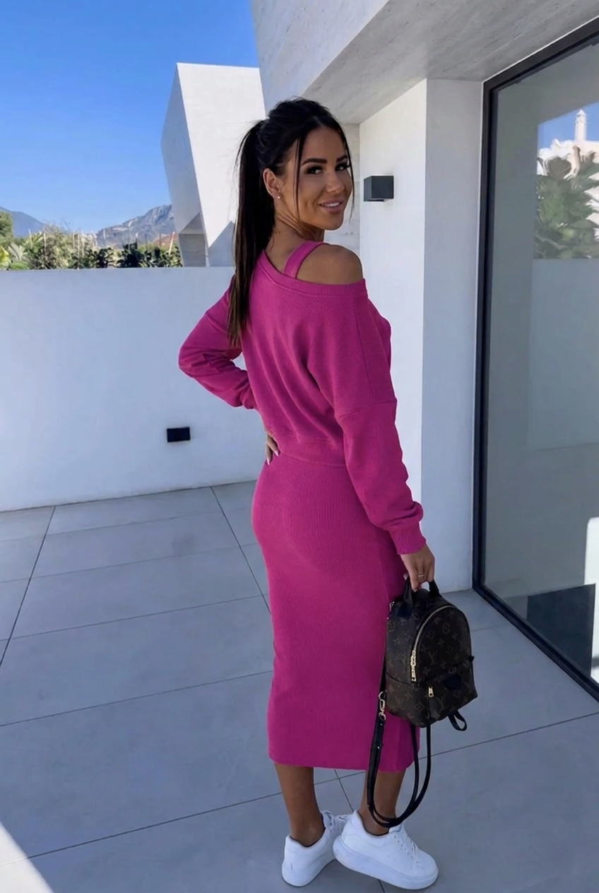 Damen Zweiteiler-Set für flexibles Styling in Fuchsia