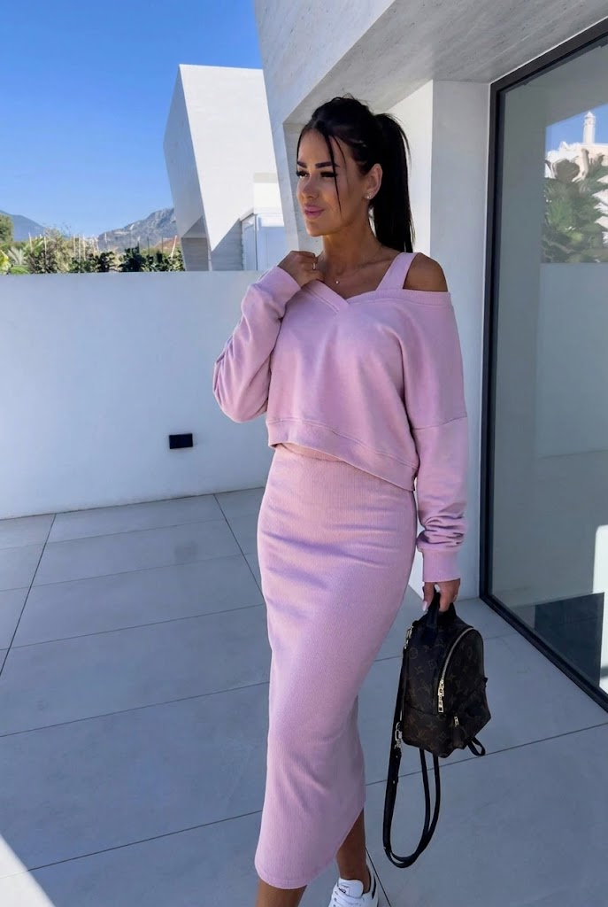 Damen Zweiteiler-Set für flexibles Styling in Rosa