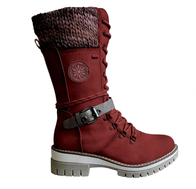 Damenstiefeletten für Winter mit orthopädischer Sohle in Rot