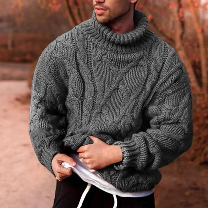 Dicker Pullover Herren mit Rollkragen für Herbst in Grau