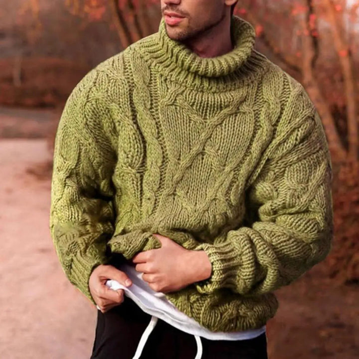 Dicker Pullover Herren mit Rollkragen für Herbst in Grün