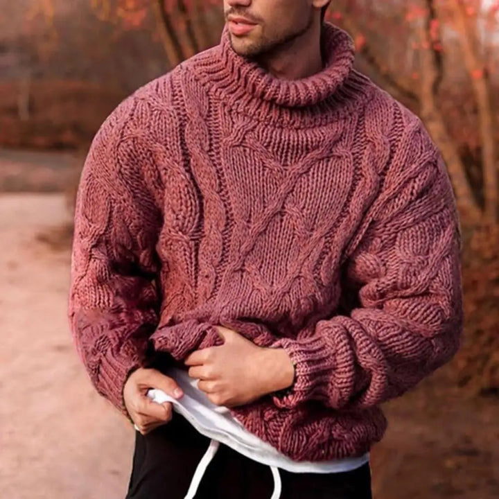 Dicker Pullover Herren mit Rollkragen für Herbst in Rot