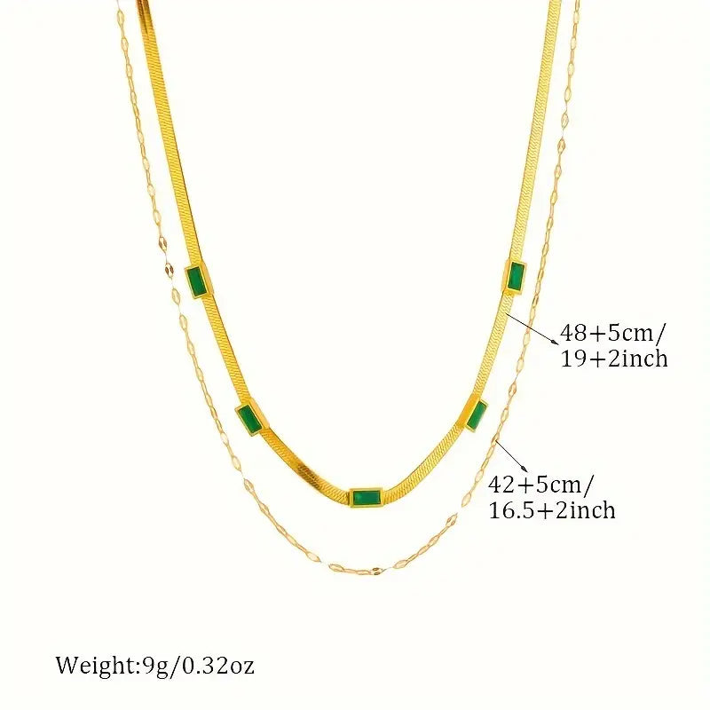 Retro-Doppelschicht-Halsband Sorella Gem | Goldfarben