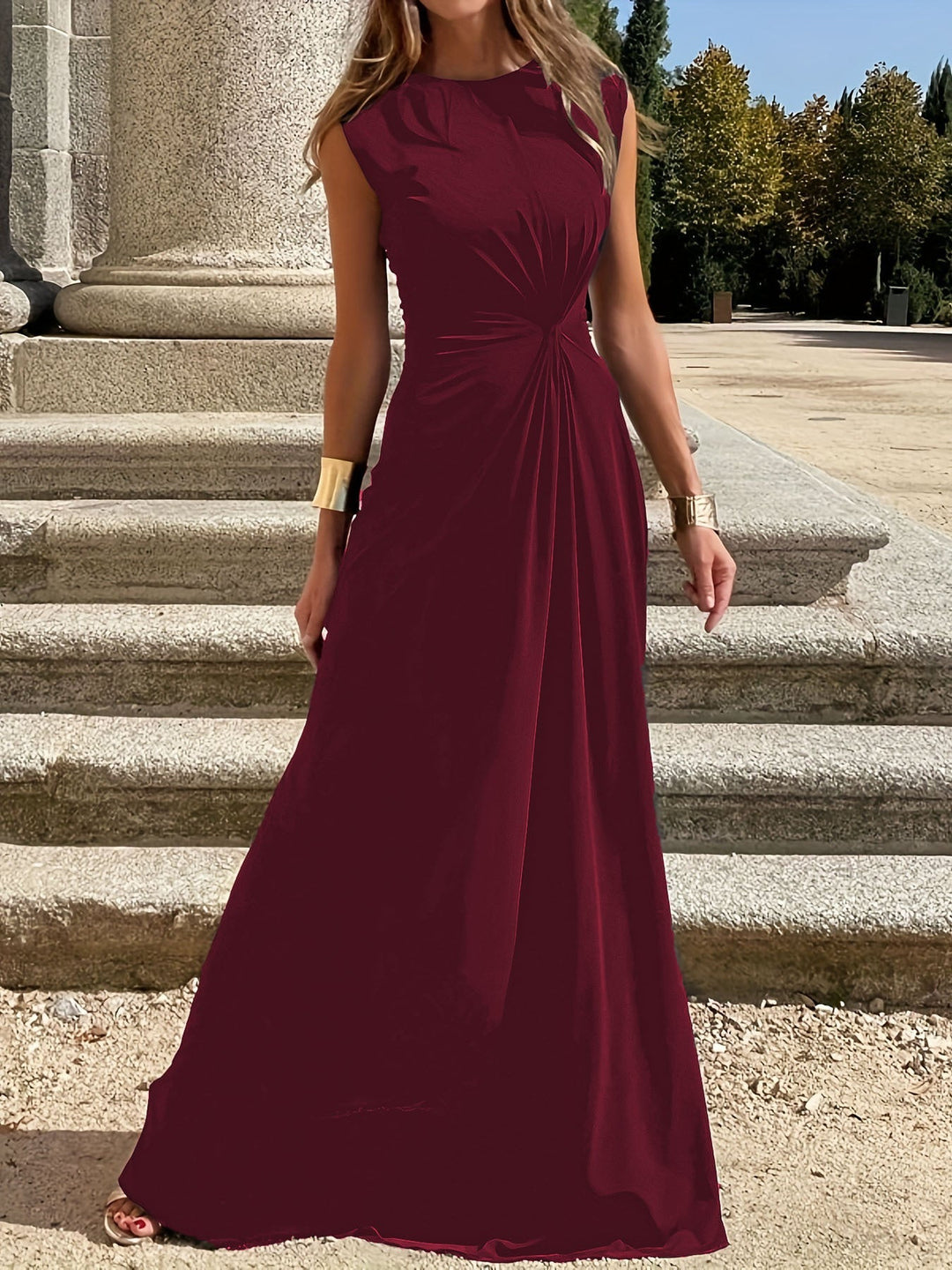 Damen Elegantes Maxikleid für Hochzeitsgäste in Weinrot 1