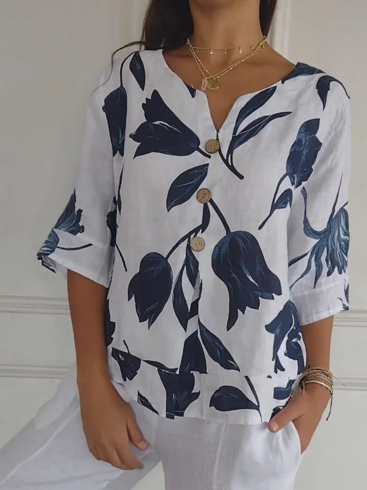 Elegante Blumendruck-Bluse (2)