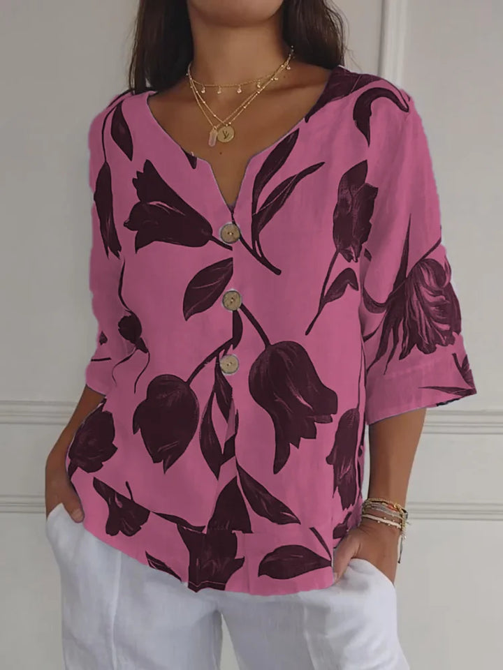 Elegante Blumendruck-Bluse in Rosa