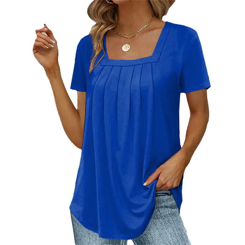 Elegante Bluse mit Karree-Ausschnitt in Blau