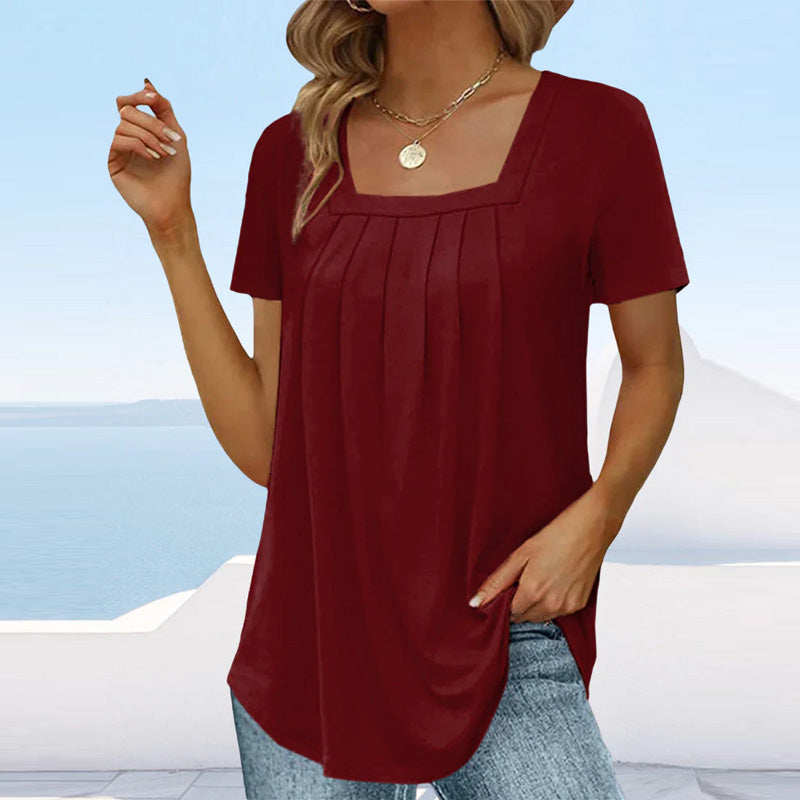Elegante Bluse mit Karree-Ausschnitt in Burgund