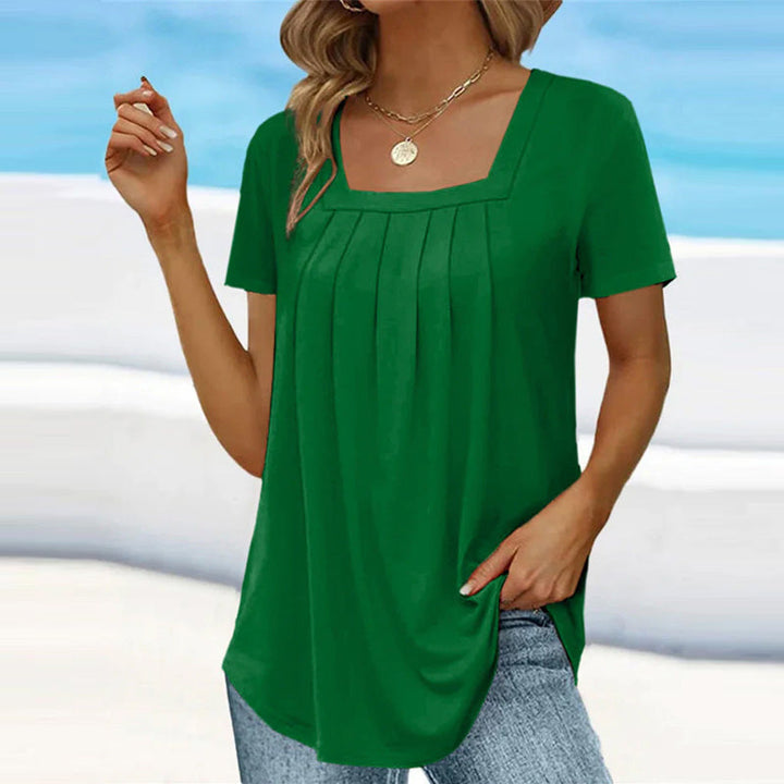 Elegante Bluse mit Karree-Ausschnitt in Dunkelgrün