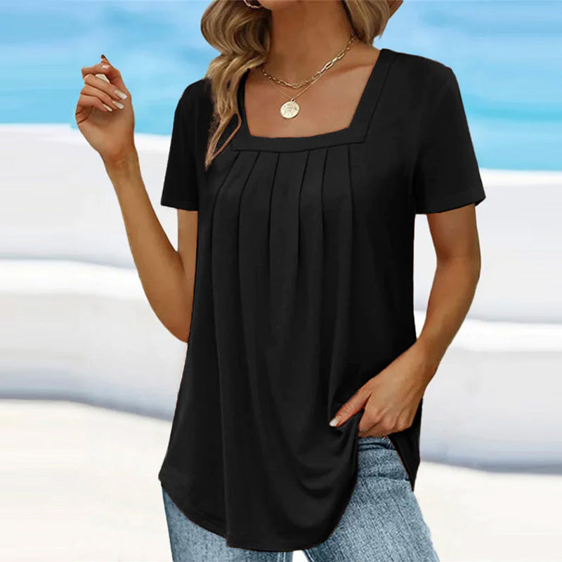 Elegante Bluse mit Karree-Ausschnitt in Schwarz