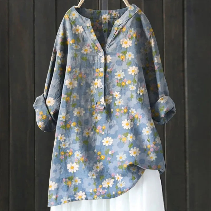 Elegante Blütenbluse in Gänseblümchen