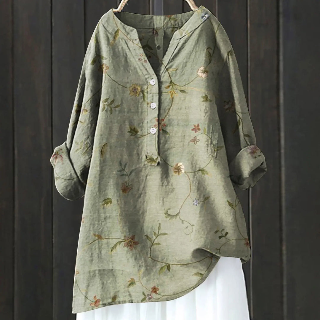 Elegante Blütenbluse in Grün