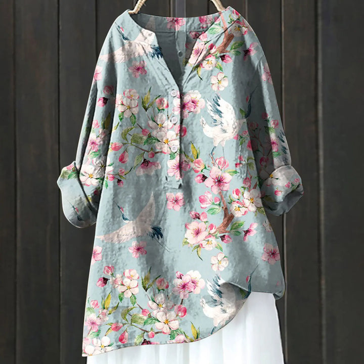 Elegante Blütenbluse in Rosa Blume
