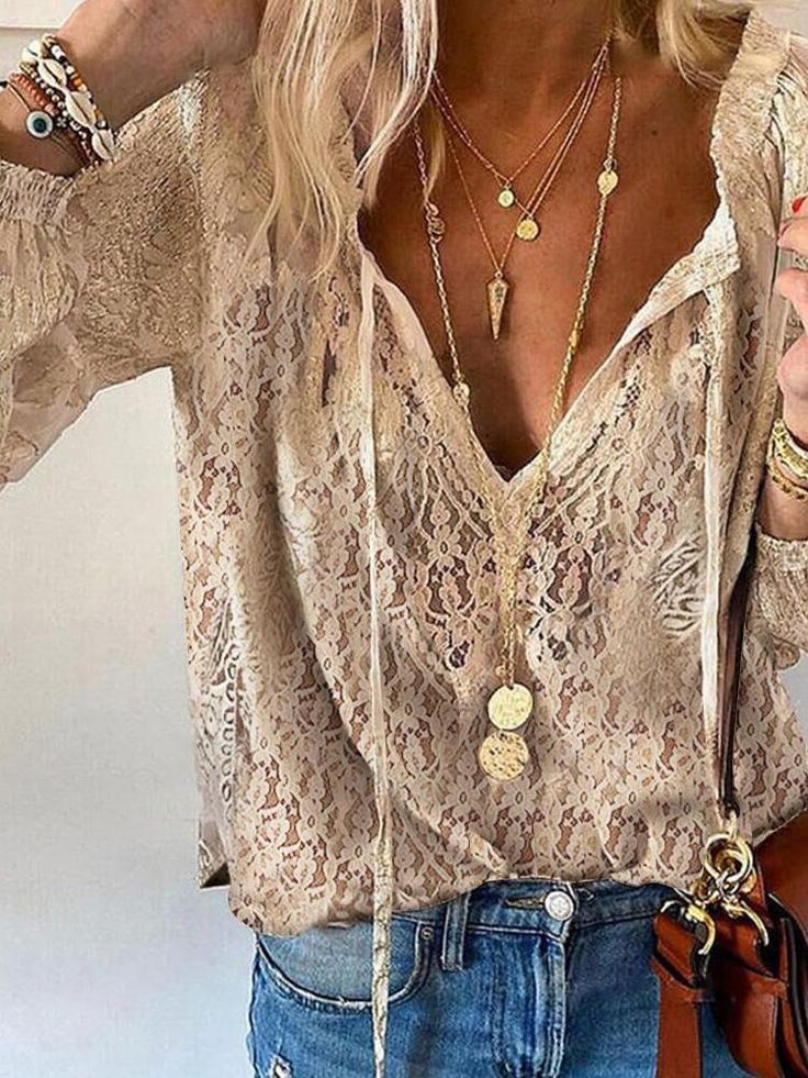 Elegante Boho-Bluse in Khaki
