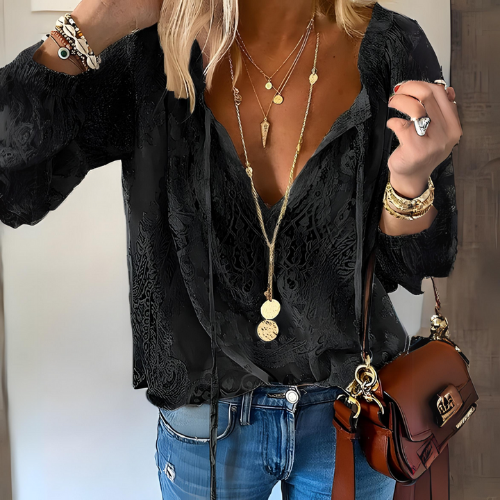 Elegante Boho-Bluse in Schwarz