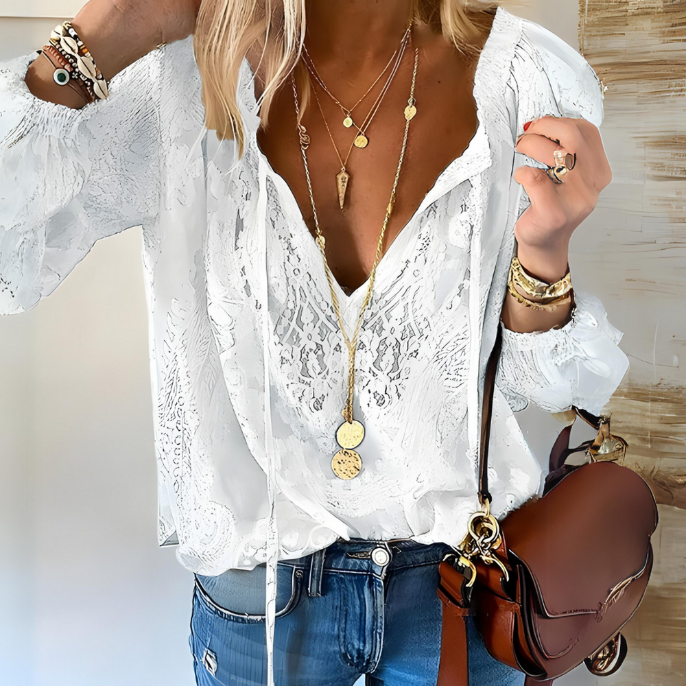 Elegante Boho-Bluse in Weiß