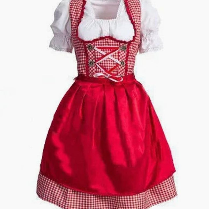 Elegante Damen Bluse Dirndl Trachtenset in Rot 1
