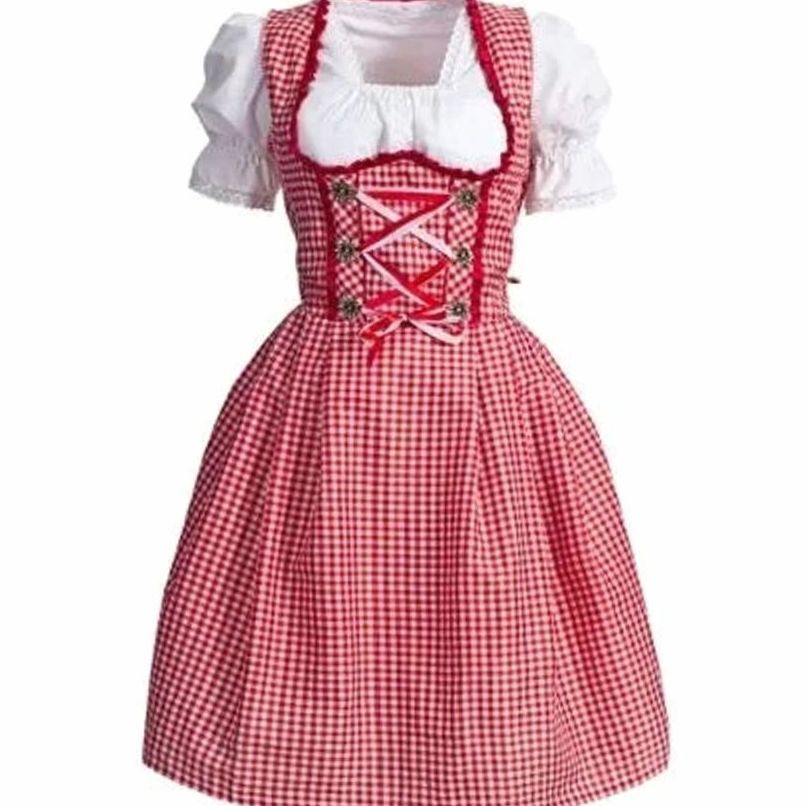 Elegante Damen Bluse Dirndl Trachtenset in Rot 3