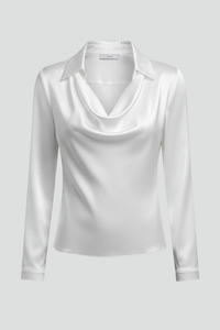 Alina | Elegante Damen Bluse in Satin mit Drapierung