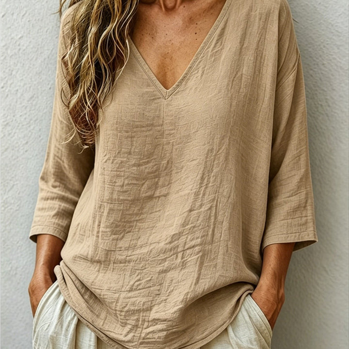 Elegante Damen Bluse Knitterfrei zum Alltag in Khaki