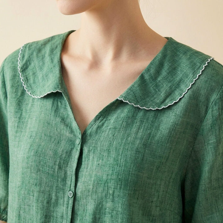 Elegante Damen Bluse mit Leinenmix (6)