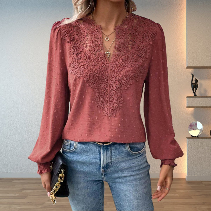 Elegante Damen Bluse mit Spitze im Vintage-Stil in Dusty Pink