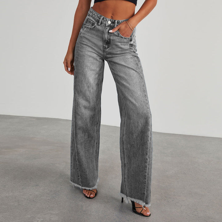 Elegante Damen Hose mit weitem Bein in Grau