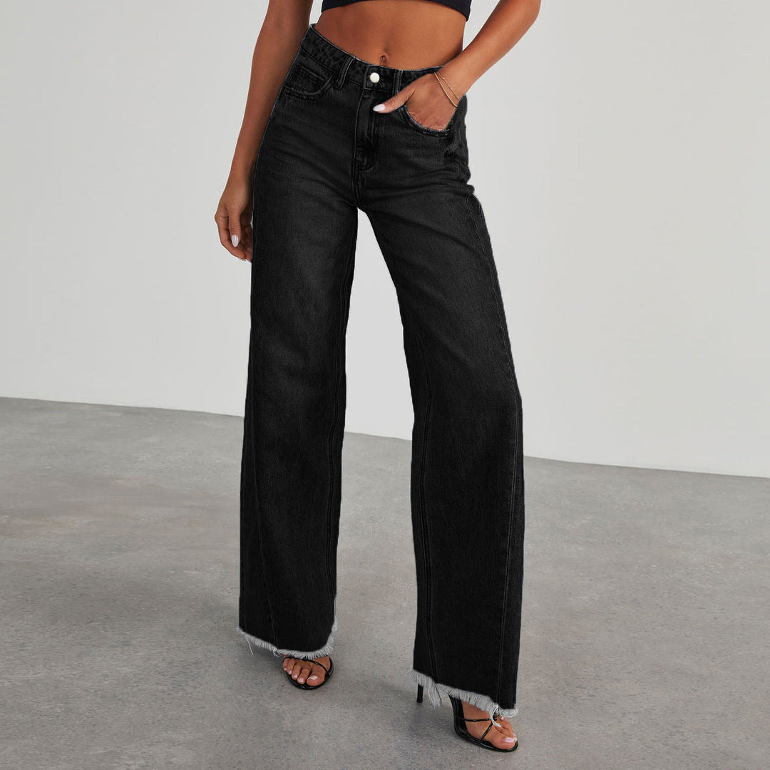 Elegante Damen Hose mit weitem Bein in Schwarz