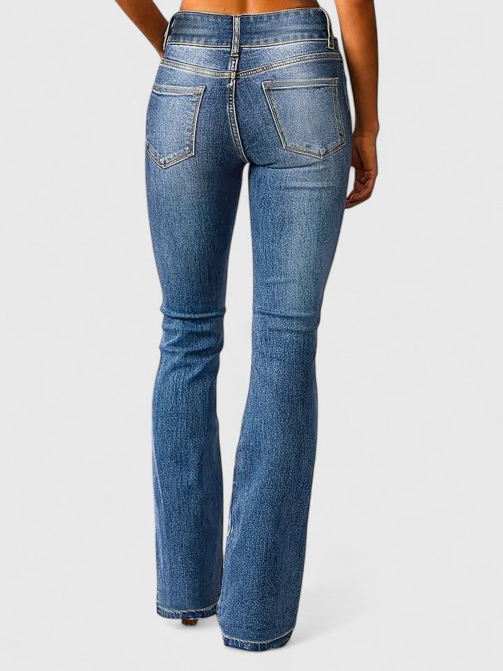 Elegante Damen Jeans mit Schlag (4)
