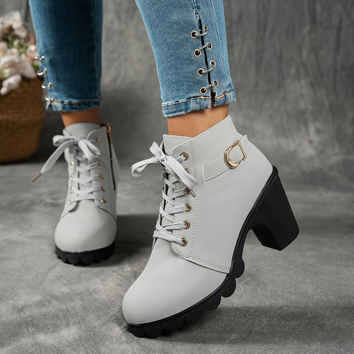 Elegante Damen Stiefeletten mit Blockabsatz und Seitenzipper (10)