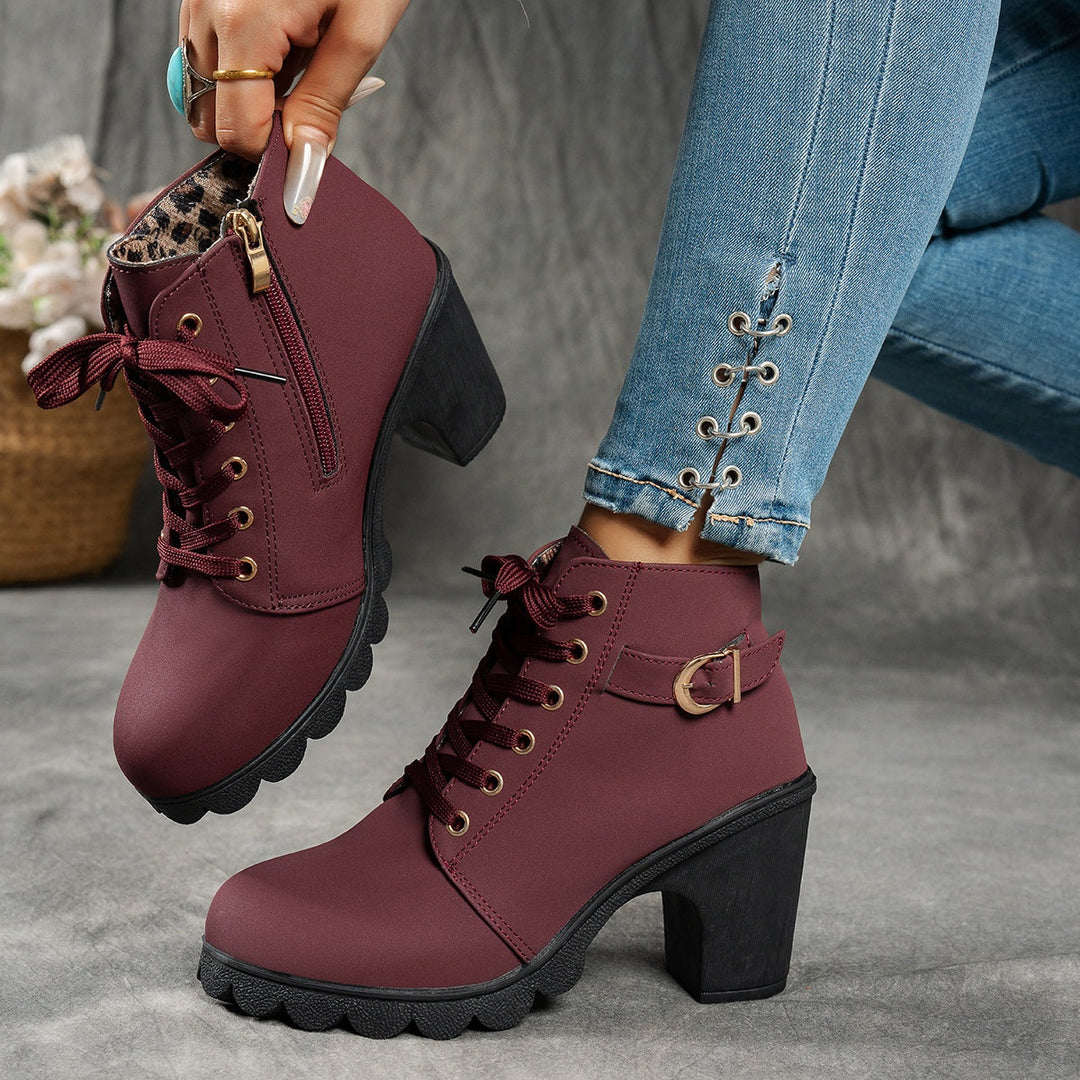 Elegante Damen Stiefeletten mit Blockabsatz und Seitenzipper (2)