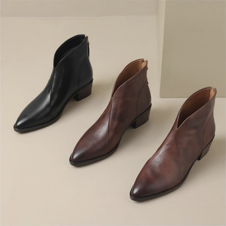 Elegante Damen Stiefeletten mit flachem Absatz (3)