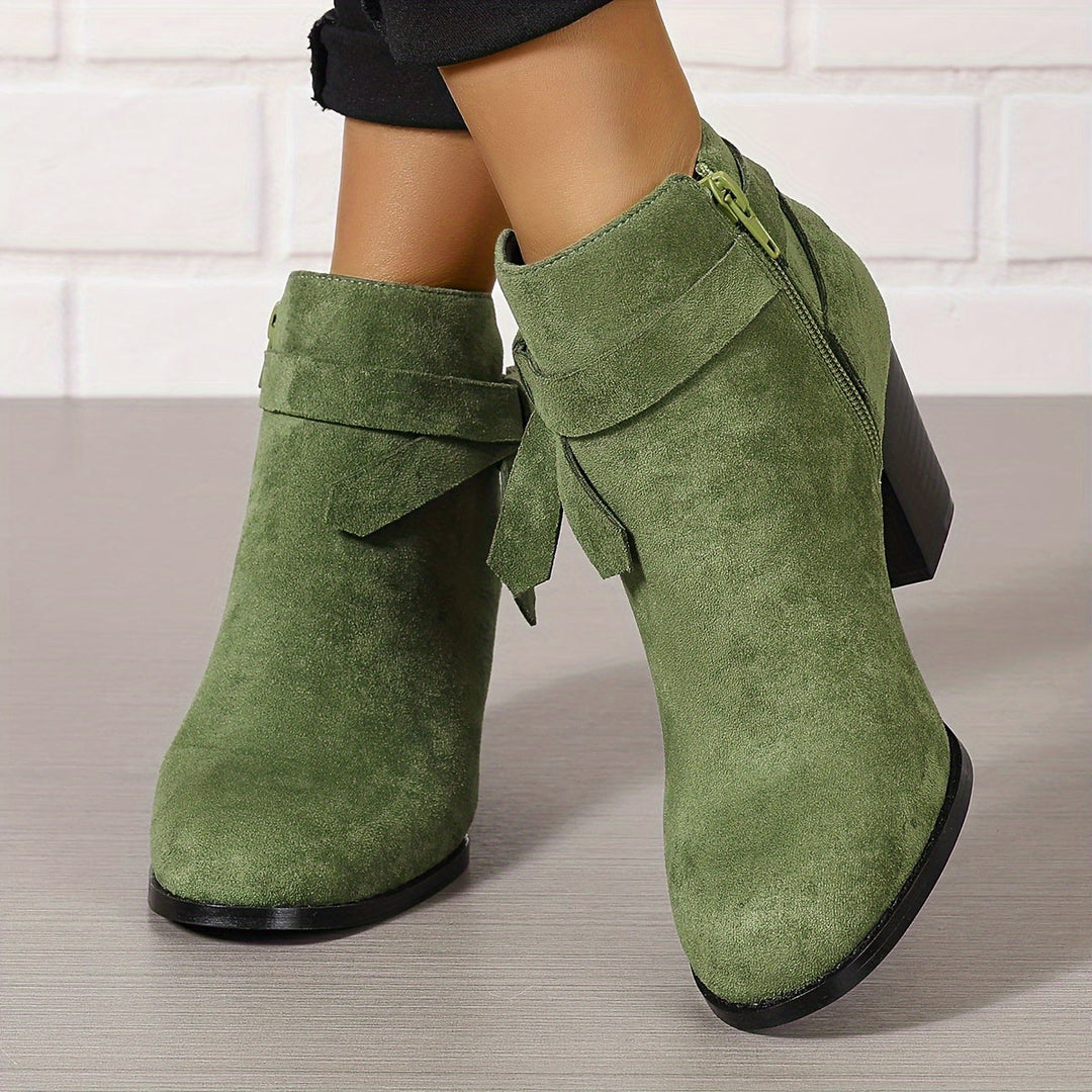 Elegante Damen Stiefeletten mit Schleife und Blockabsatz (16)
